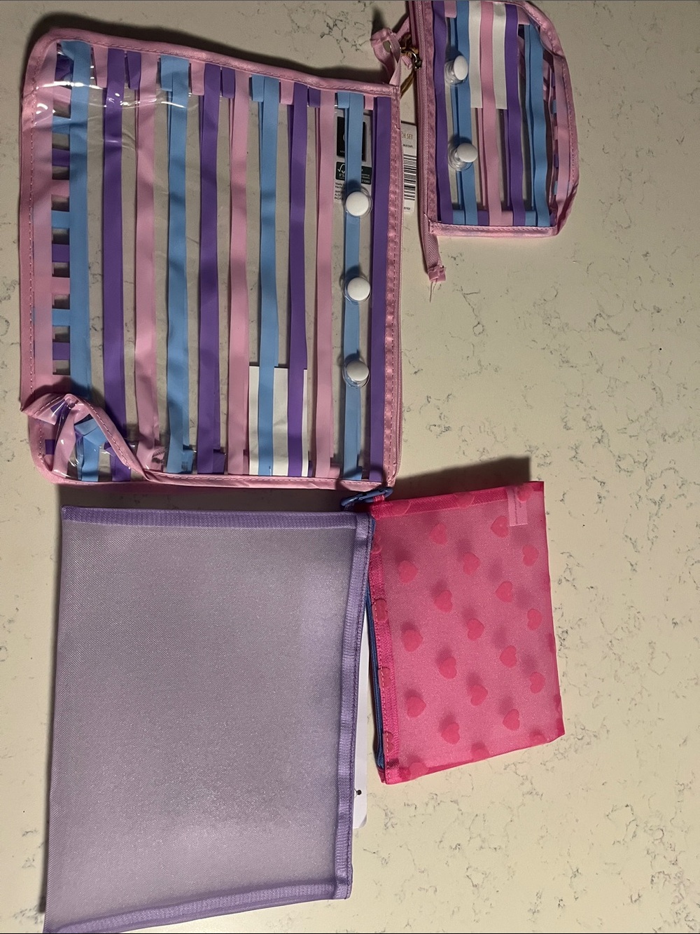 Multi-Pack Pink Purple Blue Travel Pouches